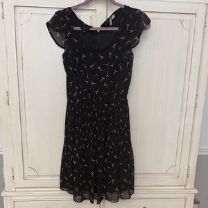 Elle Black Mini Dress with Pink Pattern